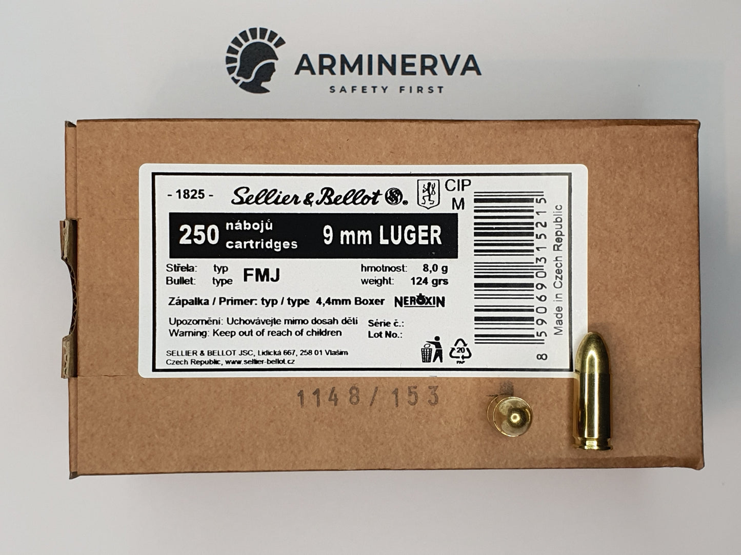 Sellier & Bellot 9 mm Luger Vollmantel 8,0g/124grs.
